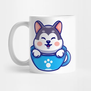 Cute husky on cup coffee cartoon Mug